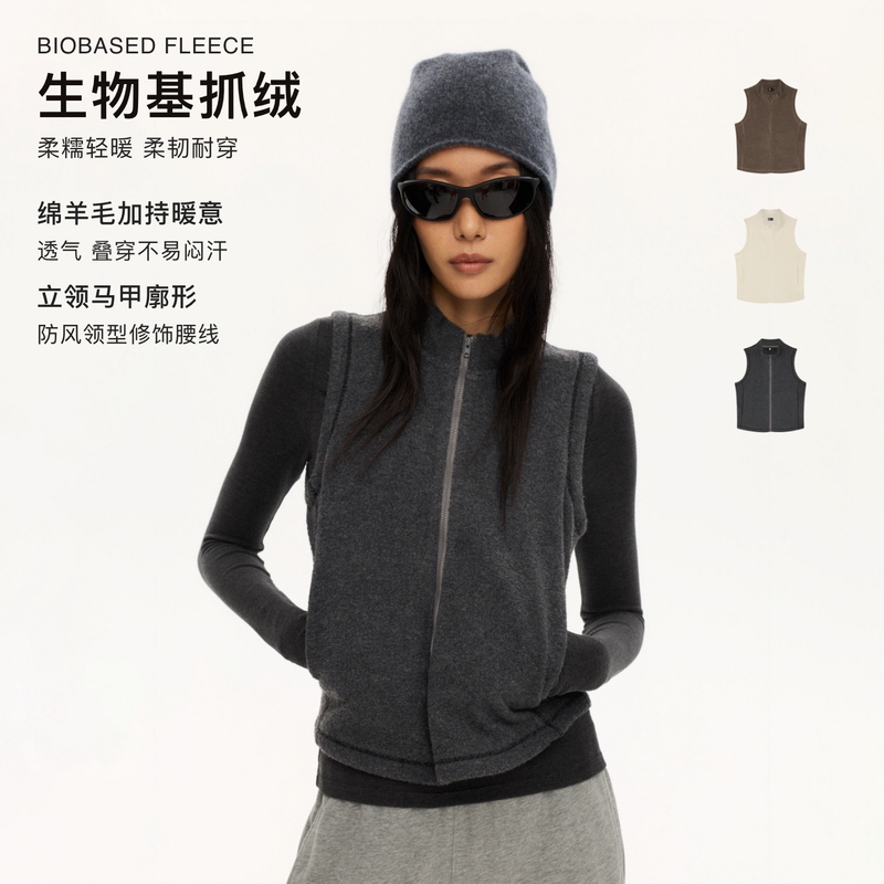 Oneup Bio-Based Fleece Stand-Up Collar Vest Women's Short Autumn and Winter Outdoor Sports Warm and Windproof Top Jacket Oneup Bio-Based Fleece Stand-Up Collar Vest Women's Short Autumn and Winter Outdoor Sports Warm and Windproof Top Jacket