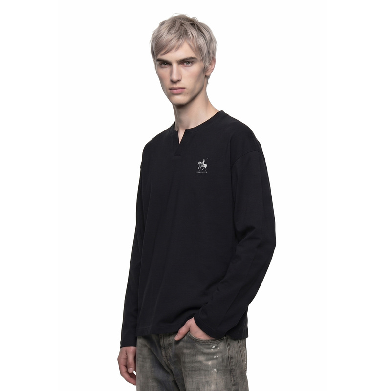 Lifeispain Knight Logo Print Niche Personality Light Luxury Trendy American Style Comfortable Low-Key Loose Long-Sleeve Shirt