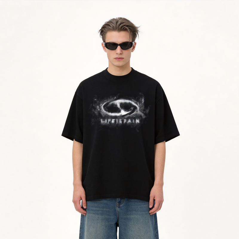 [Same Style as Zhao Jinmai] Lifeispain Psychedelic Logo Letter Print Casual Versatile Loose Short-Sleeve T-Shirt