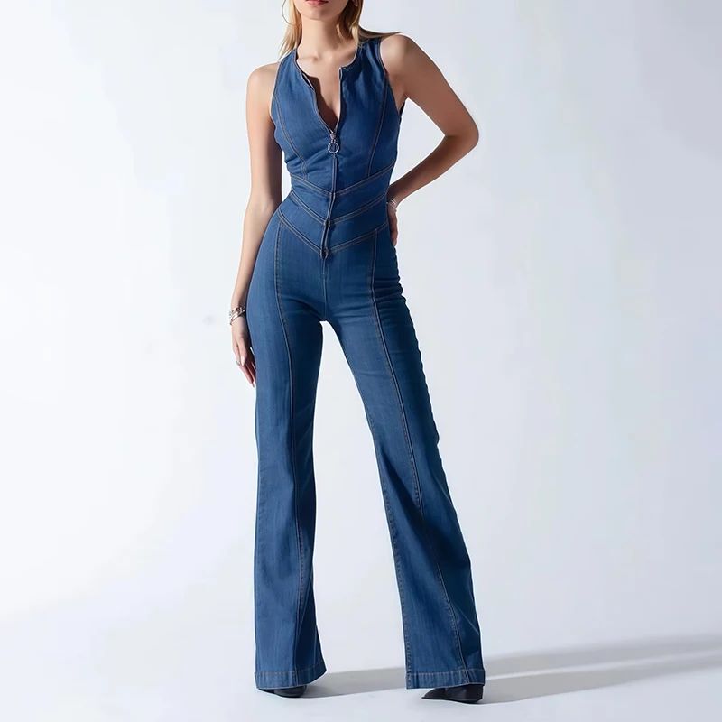 Zipper Slim Fit High Waisted Jumpsuit