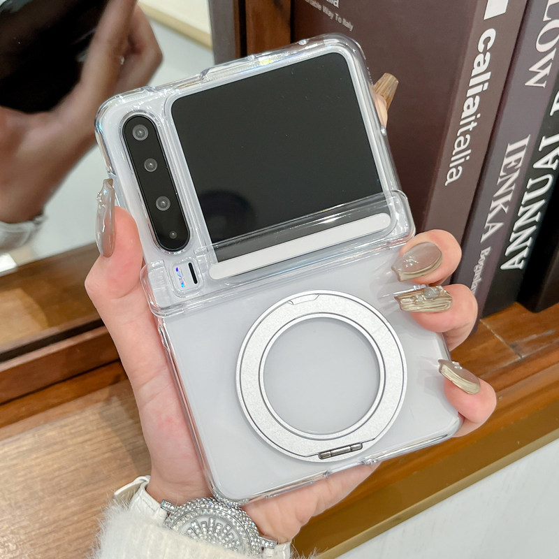 High-Transparency Wide Folding Case Suitable for Huawei Purax Phone, Magnetic Full-Cover 2026 New Model Purax Collector's Edition Rotating Folding Stand Huaweix Magnetic Central Axis Hinge Protective Case ins Transparent