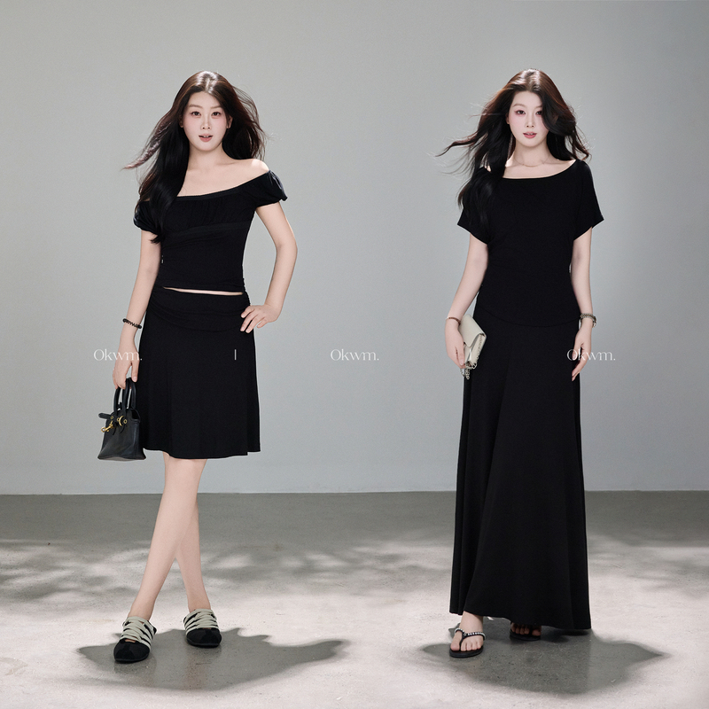 Okwm Delivery Arrived: Draped Skirt, Elegant Drapey Midi Skirt for Women, Summer Simple Style, Black Slimming Mid-Length Skirt Okwm Delivery Arrived: Draped Skirt, Elegant Drapey Midi Skirt for Women, Summer Simple Style, Black Slimming Mid-Length Skirt