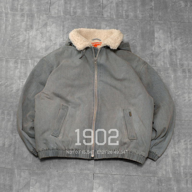 In Stock Supreme 26Fw Faux Bomber Jacket Lambswool Denim Pilot Jacket