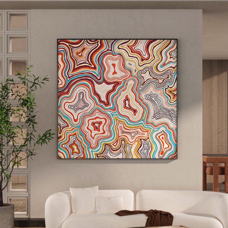 Abstract Art Sofa Background Wall Dopamine Painting Modern Light Luxury Model Room Wall Art Living Room Decorative Painting