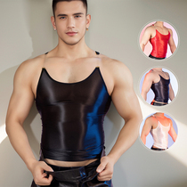 Womens black sweat vest tights for boys and girls see-through body shaping suspenders shiny sherbin underwear shiny and silky