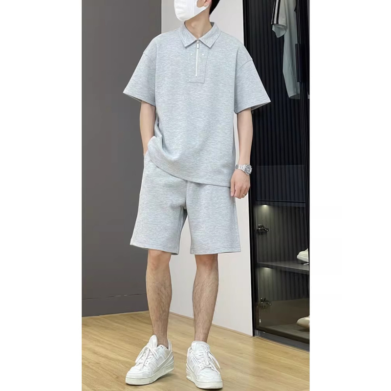 Korean Uamtor High-End Casual Sports Suit Men's Summer Short-Sleeved T-Shirt Polo Shirt Shorts Loose Two-Piece Set