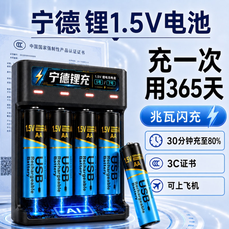Ningde 1.5V Lithium Battery No. 5 Rechargeable Battery No. 7 Battery Fingerprint Lock Toy Rechargeable Large Capacity Ningde 1.5V Lithium Battery No. 5 Rechargeable Battery No. 7 Battery Fingerprint Lock Toy Rechargeable Large Capacity