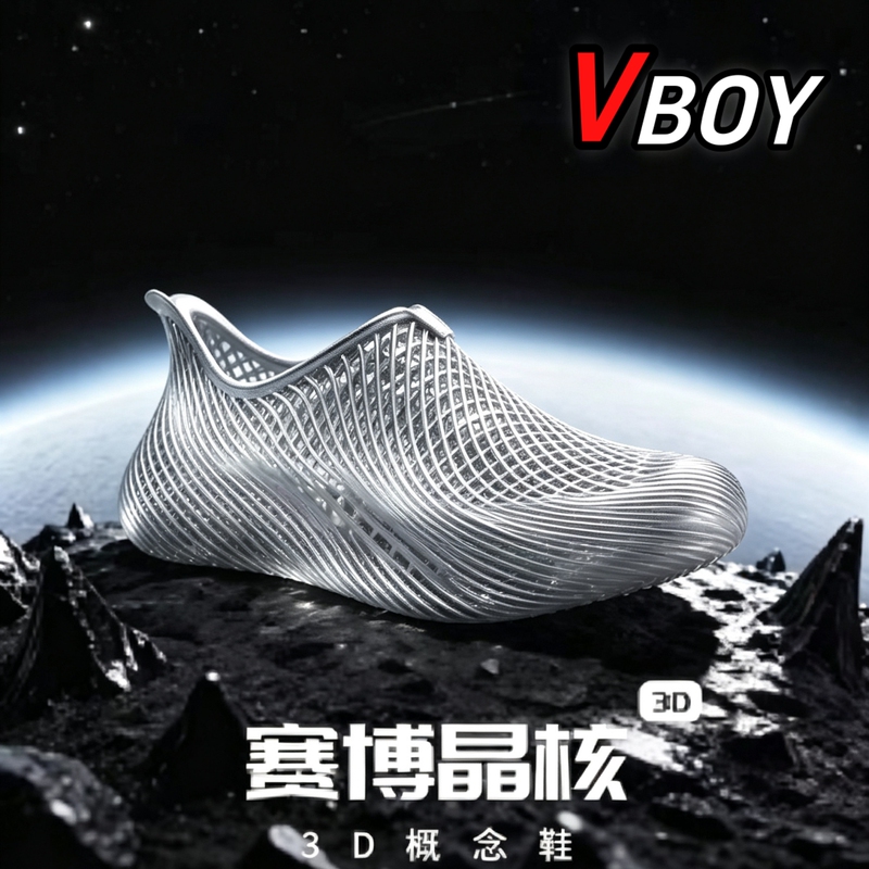 Vboy New Summer Model Couple's 3D Printed Concept Clogs Outdoor Sports Shoes Casual Breathable Ultra-Soft River Tracing Shoes
