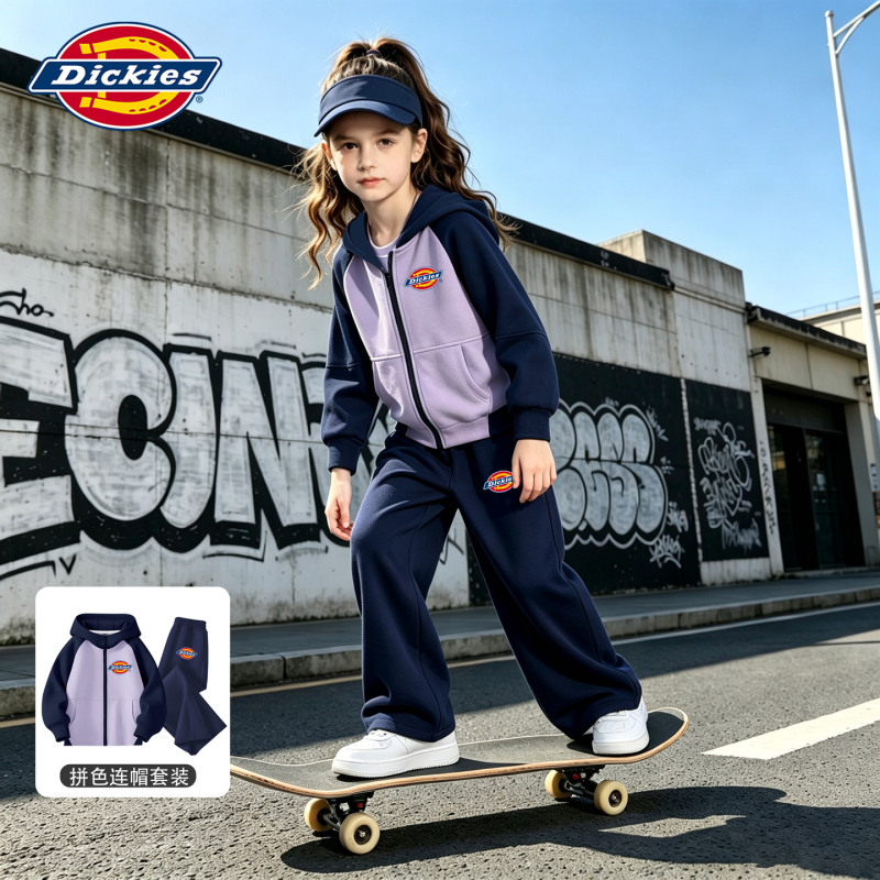 Dickies Girls' Autumn Outfit Set 2026 New Stylish Children's Hooded Jacket Fashionable Little Girl Sportswear Dickies Girls' Autumn Outfit Set 2026 New Stylish Children's Hooded Jacket Fashionable Little Girl Sportswear