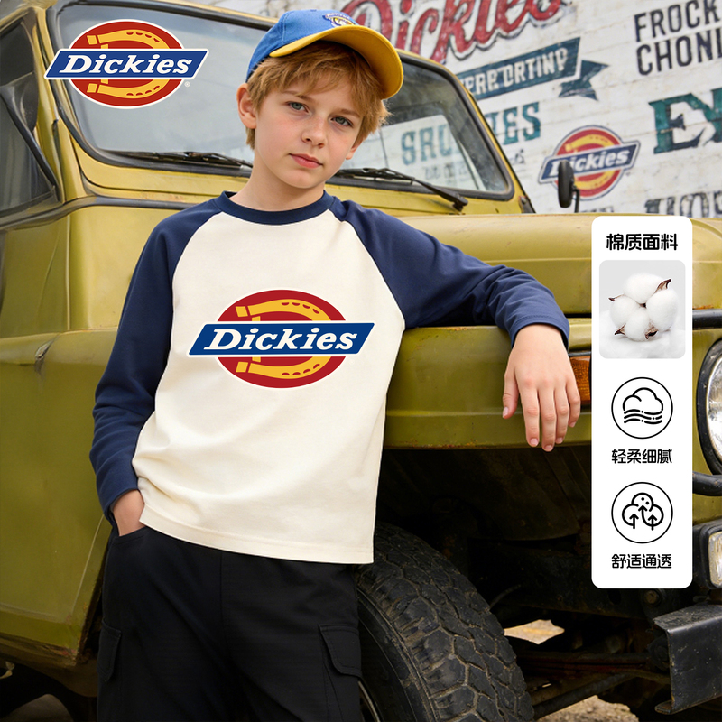 Dickies Boys' Long-Sleeved T-Shirt 2026 New Spring & Fall Style Pure Cotton Boys' Bottoming Shirt Autumn Clothing Kidsren's Tops Trendy Dickies Boys' Long-Sleeved T-Shirt 2026 New Spring & Fall Style Pure Cotton Boys' Bottoming Shirt Autumn Clothing Kidsren's Tops Trendy