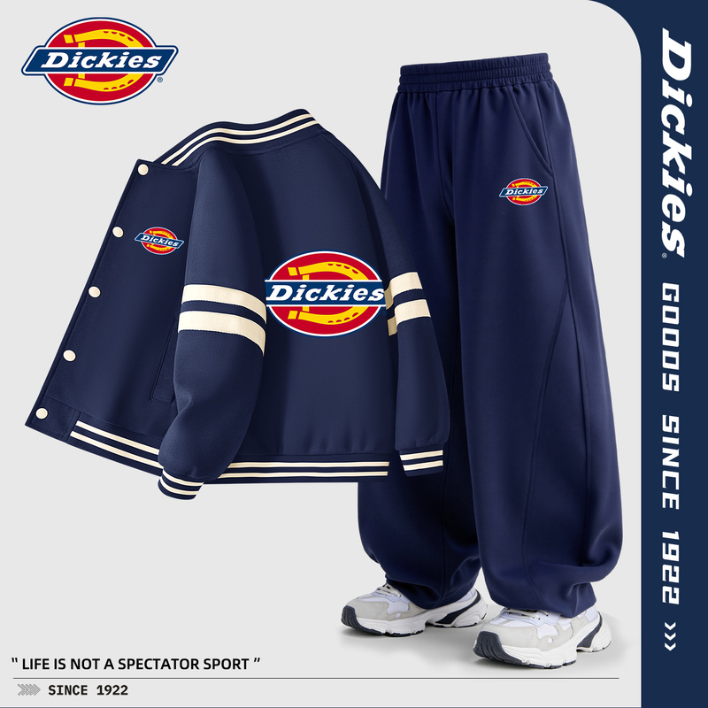 Dickies Boys' Set Spring and Autumn 2026 New Big Kids Baseball Outfit Autumn Sports Children's Curved Sweatpants