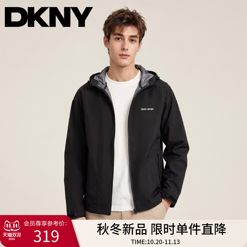 Dkny Tang Kenaer Men's Outdoor Sports Jacket Autumn New Versatile Jacket Windbreaker Hooded Top for Men