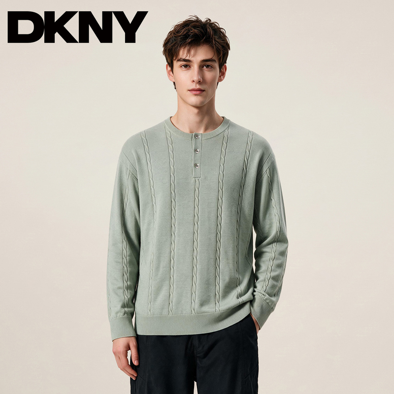 Dkny Tang Kenaer Half-Open Collar Business Pullover Sweater 2026 Autumn Black Versatile Knit Base Shirt