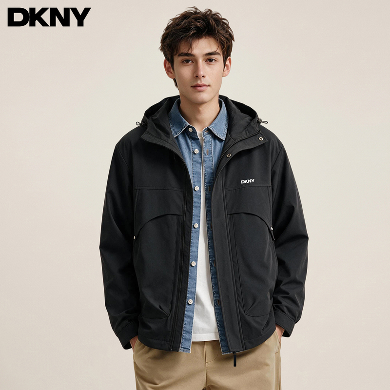 Dkny Tang Kenaier Men's Hooded Jacket 2026 Autumn Outdoor Casual Work Clothing Fashion Top