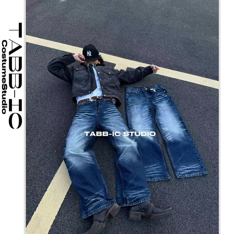 Tabbic【Deep Sea Blue】American Vintage Distressed Washed Deep Blue 2021m Loose Straight Jeans Tabbic【Deep Sea Blue】American Vintage Distressed Washed Deep Blue 2021m Loose Straight Jeans