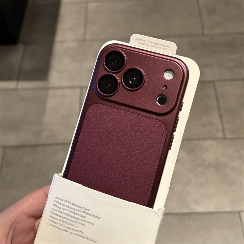 High-End Lychee Texture Instantly Transforms into 18Th-Century Burgundy Wine Red, Suitable for Apple 18 Pro Max Phone Case, New iPhone 17 Pro Full Lens Coverage, 16 Internet Celebrity Hot Item, 15 Unisex, 14 Matte Anti-Drop Case