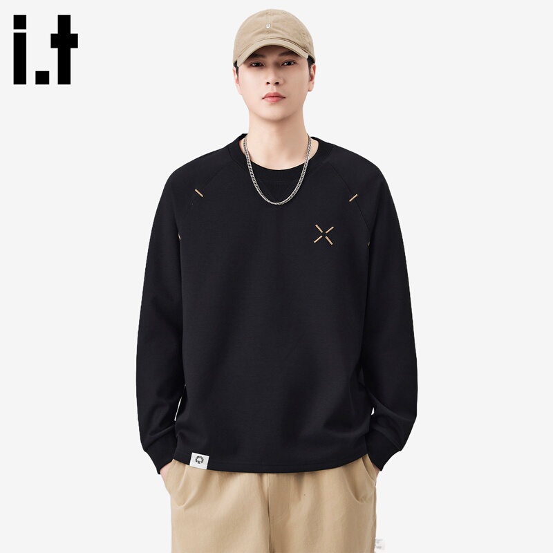 It Overprotection Light Luxury Style Autumn Long-Sleeved T-Shirt Men's Round Neck Loose Simple Casual Pullover It Overprotection Light Luxury Style Autumn Long-Sleeved T-Shirt Men's Round Neck Loose Simple Casual Pullover