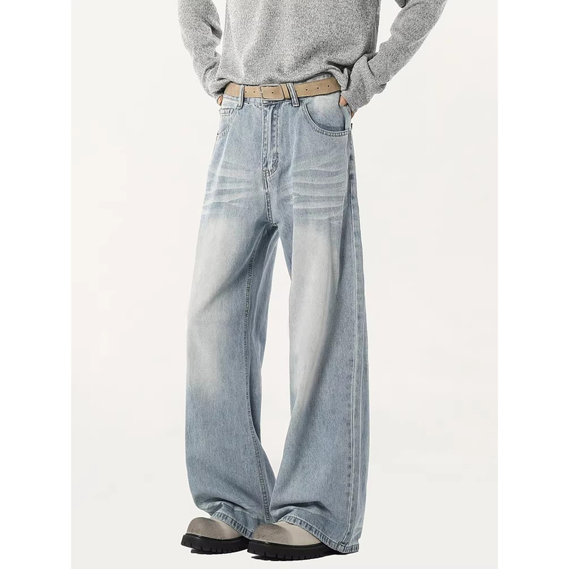 ︱New Collection︱Cleanfit Retro Light-Colored Jeans for Men, Spring and Summer American Style Trendy Brand Loose Casual Straight Pants