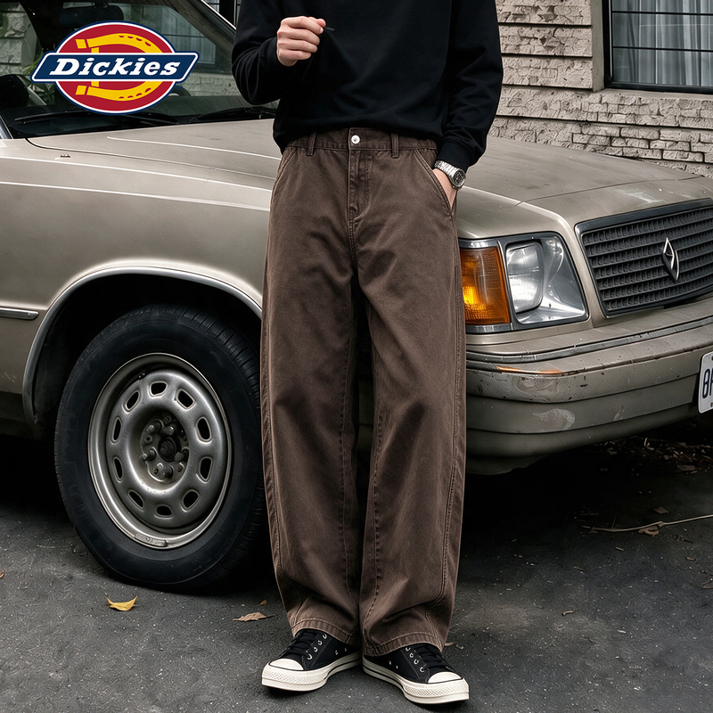 Dickies American Style Autumn 2026 New Coffee-Colored Pure Cotton Melard Casual Pants Men's Loose Wide-Leg Long Trousers Dickies American Style Autumn 2026 New Coffee-Colored Pure Cotton Melard Casual Pants Men's Loose Wide-Leg Long Trousers