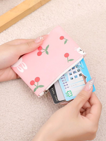印花拉链零钱包小清新布艺收纳小包卡包女学生迷你便携小口袋钱包