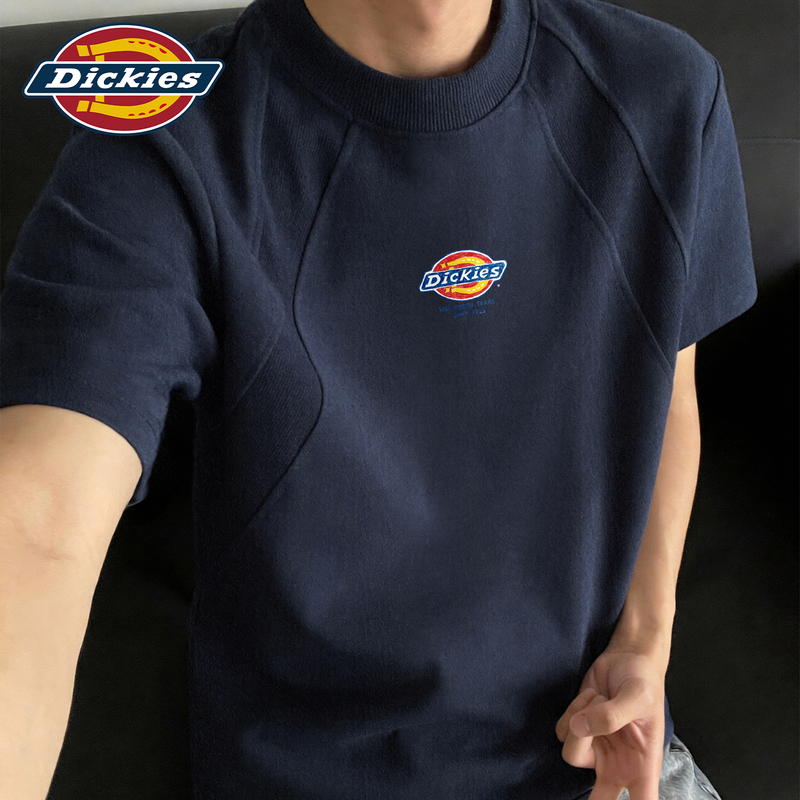 Dickies American-Style Heavyweight Round-Neck Short-Sleeved T-Shirt for Boys 2026 Summer New Style Deconstructed Splicing Design T-Shirt