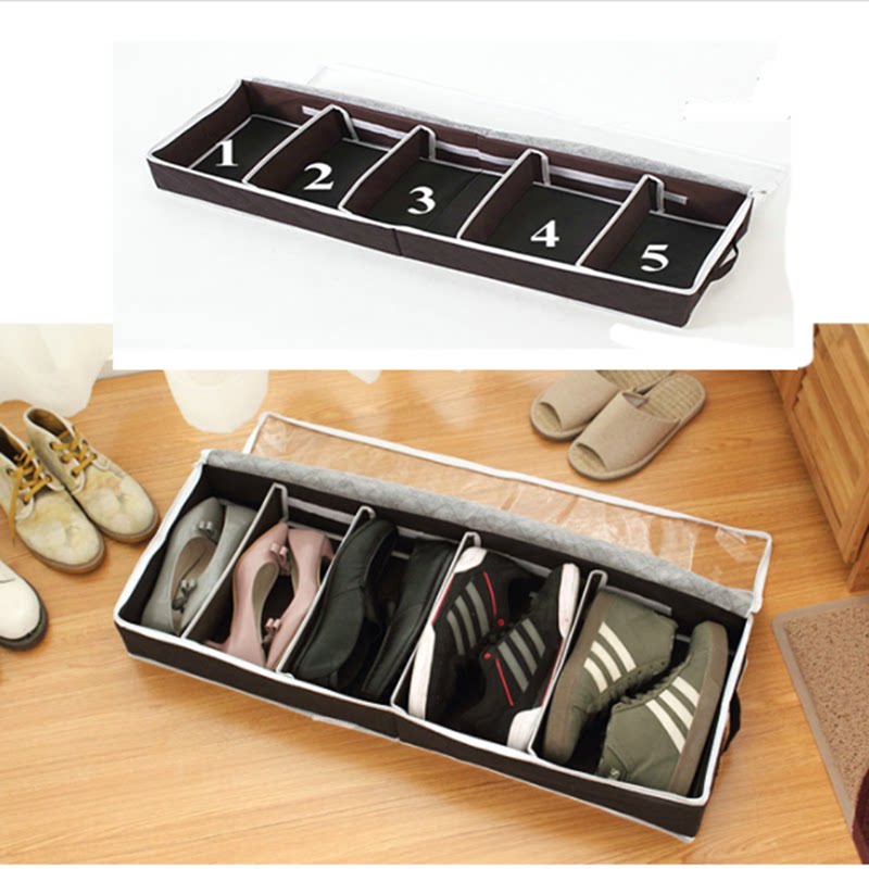 Adjustable shoe box shoe bag containing shoe box with window bamboo charcoal 5 lattice bed bottom transparent hard grid plate boot box 