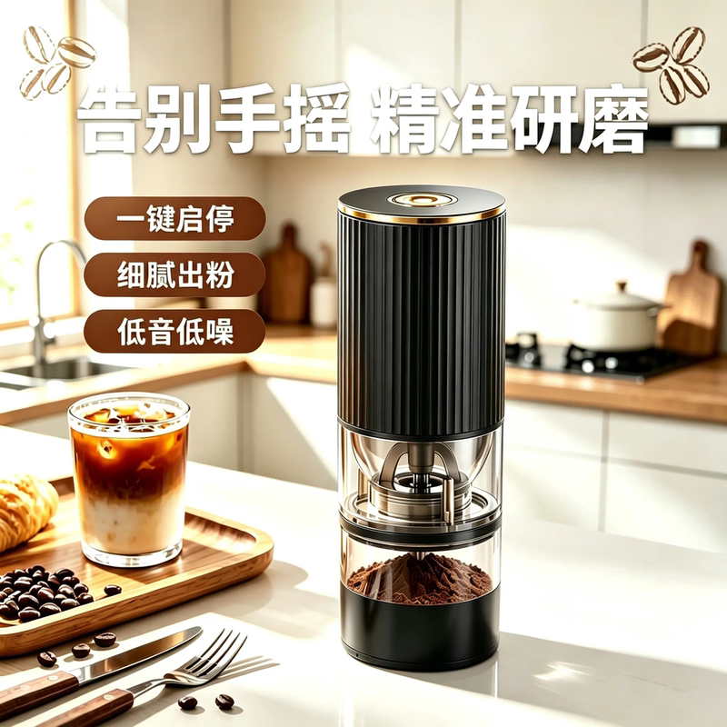 Electric Coffee Grinder for Home Use, Small Portable Automatic Grinder, Manual Coffee Grinder