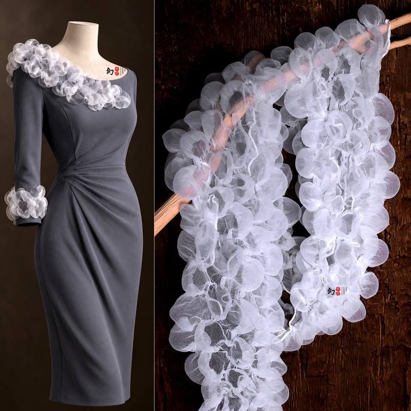 Handmade Three-Dimensional Bubble Gauze Lace, Shaping and Transforming See-Through Texture, DIY Clothing Accessories, Designer Fabric