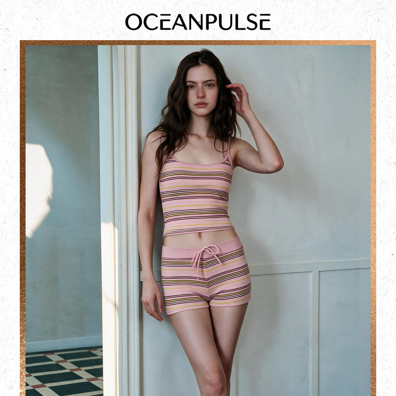Op Two-Piece Swimsuit for Women, Conservative Bikini That Covers the Belly and Makes You Look Slimmer, Striped, Suitable for Hot Springs and Beach Vacations, Tank Top Style for Both Small and Large Busts Op Two-Piece Swimsuit for Women, Conservative Bikini That Covers the Belly and Makes You Look Slimmer, Striped, Suitable for Hot Springs and Beach Vacations, Tank Top Style for Both Small and Large Busts