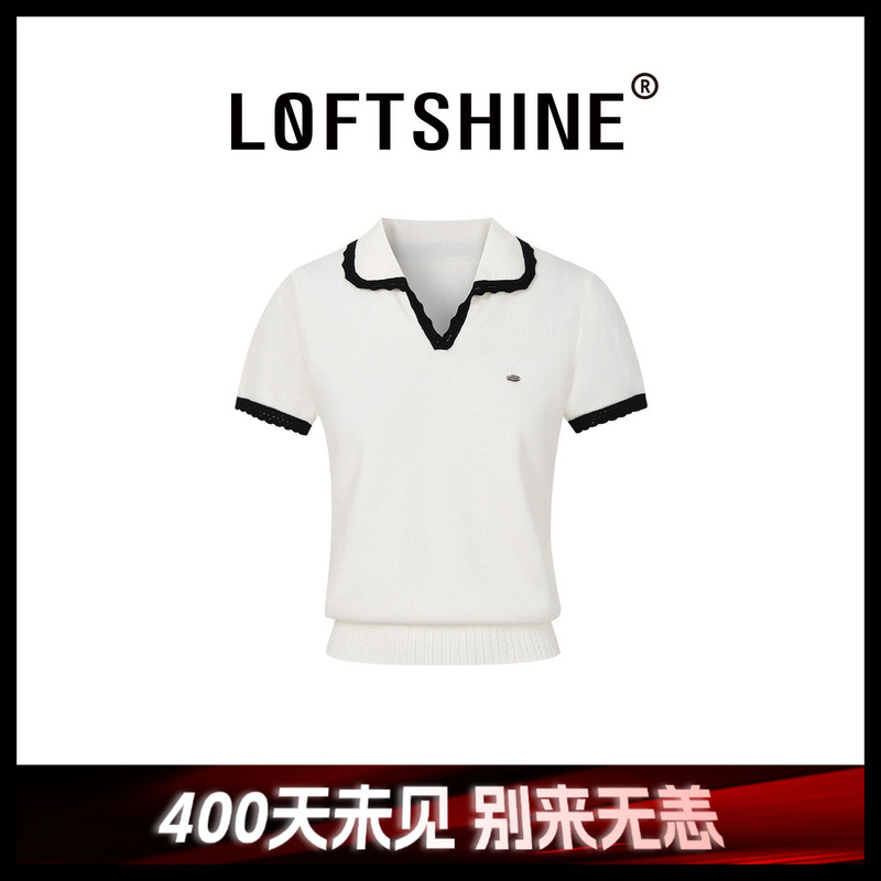 Loftshine Contrasting Color V-Neck Short-Sleeved Knitwear Ls270479B0428W