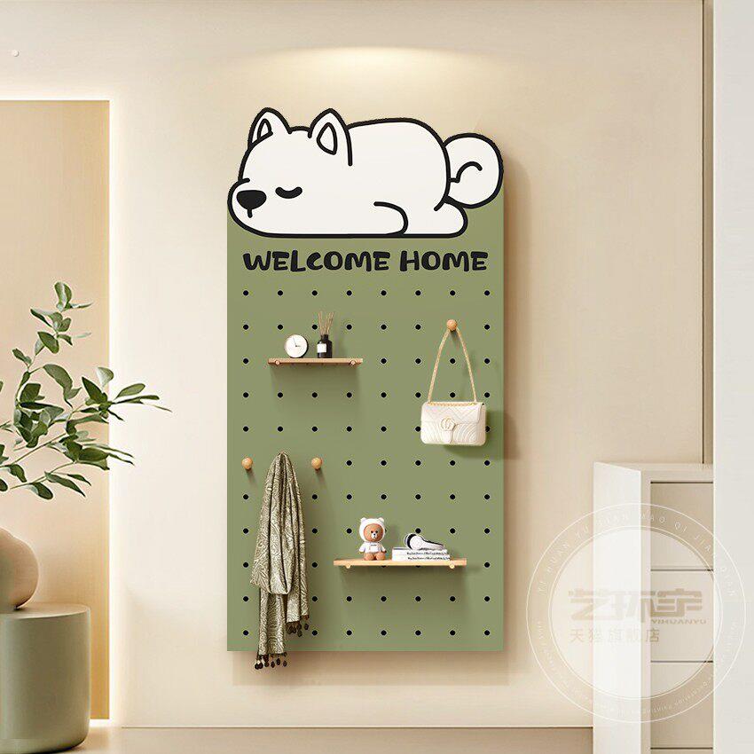Creative shape hole board entrance wall storage rack background wall hanging board entry storage shelf wall display rack