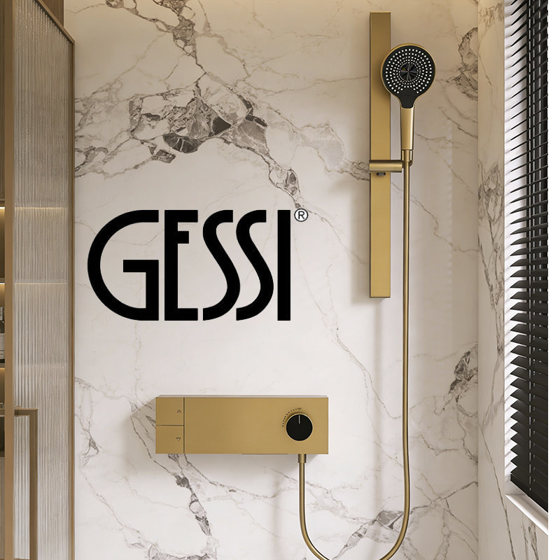 Italian Gessi Minimalist Topless Shower Head Set with Piano Button Split-Type All-Copper Shower Head
