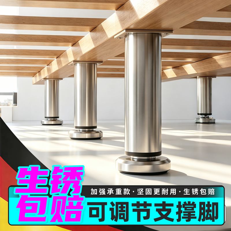 304 Stainless Steel Support Legs, Adjustable Load-Bearing Brackets, Furniture Table Legs, Bathroom Cabinet Heightening Anti-Slip Foot Pads