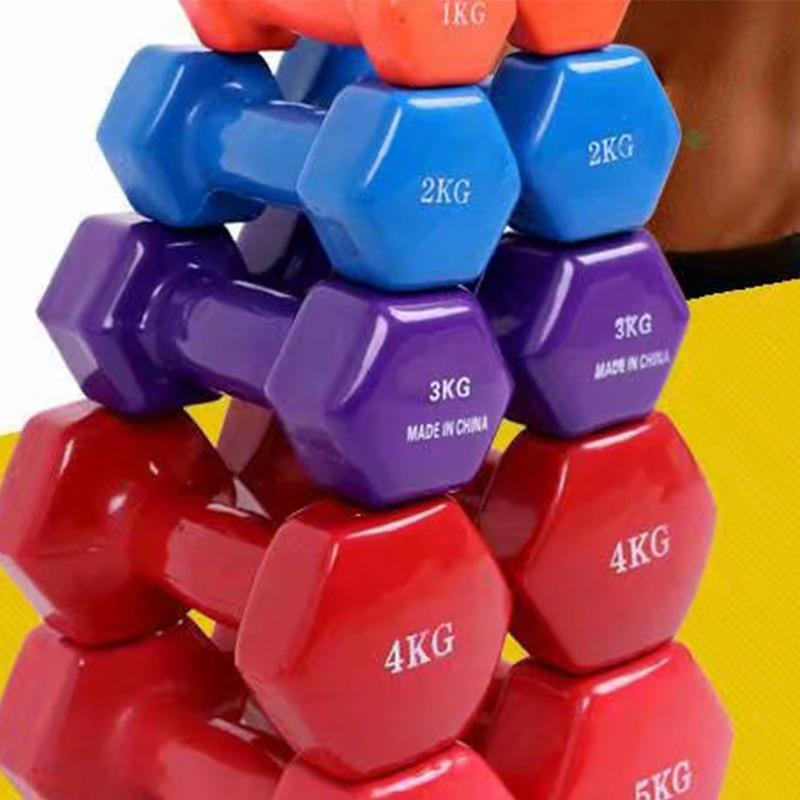 Free shipping frosted plastic-impregnated dumbbells for women's home aerobics, yoga, thin arms, round heads, small men's fitness and fat loss