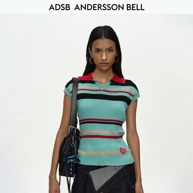 Andersson Bell 26 New Summer Product Contrasting Color Knitted Polo Vest