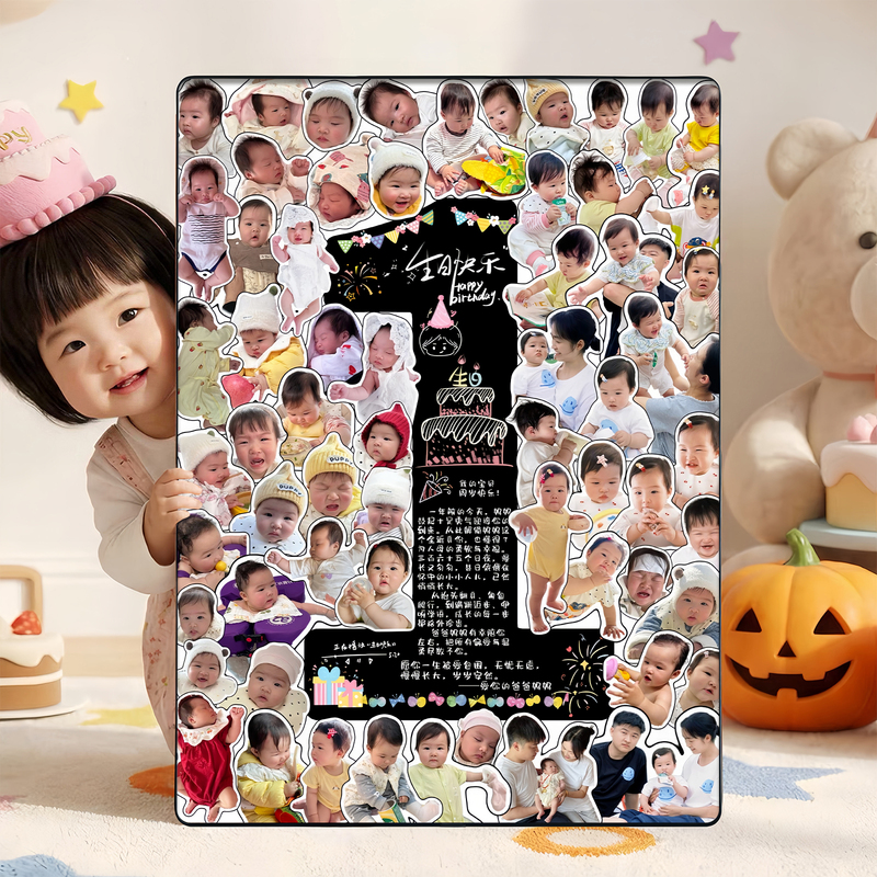 Baby's First Birthday Photo Print to Record Growth, Display Stand, Wall Hanging Art, Giclee Print on Wall, Picture Frame, 4K