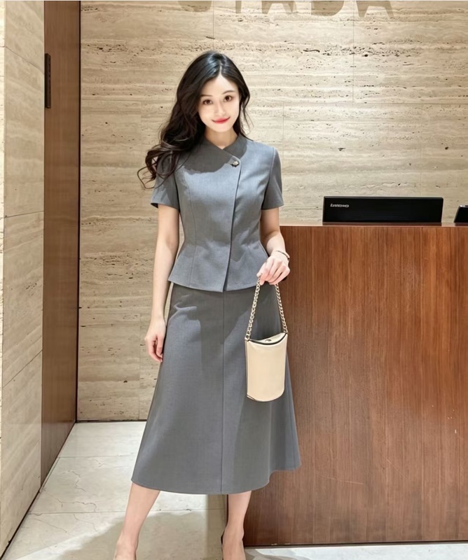 【Gaodi Silk】Gds 2026 New Model Gad Dark Gray Blazer + Skirt Suit Xy14887~