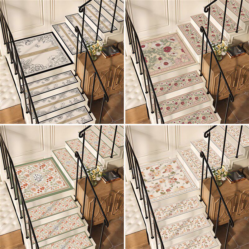 American-style special stair mat glue-free self-adhesive non-slip mat diatom mud solid wood step mat household rotating step carpet