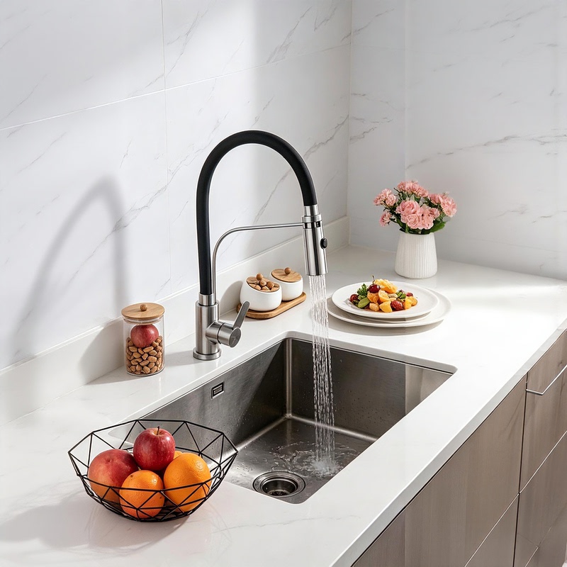 Kitchen Faucet 304 Stainless Steel Hot and Cold Silicone Dual-Mode Water Outlet Universal Rotating Anti-Splash Sink Faucet Kitchen Faucet 304 Stainless Steel Hot and Cold Silicone Dual-Mode Water Outlet Universal Rotating Anti-Splash Sink Faucet