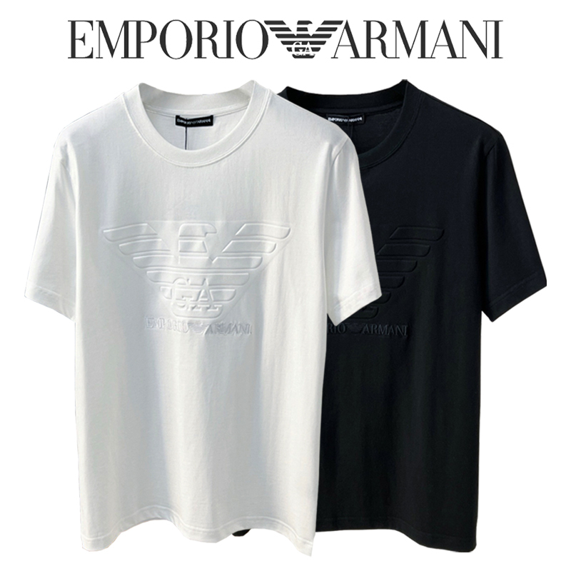 Emporio Armani/Armani's New Summer T-Shirt Men's Large Eagle Logo Lyocell Short-Sleeved Round-Neck Top Emporio Armani/Armani's New Summer T-Shirt Men's Large Eagle Logo Lyocell Short-Sleeved Round-Neck Top
