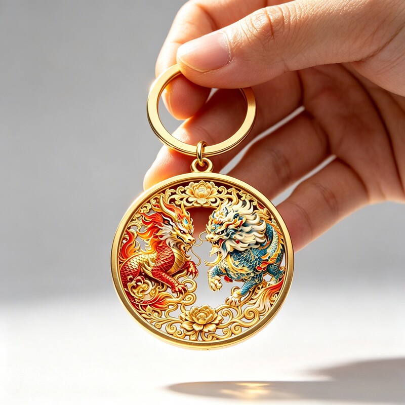 Kirin Bring Wealth, Pixiu Brings Fortune, Metal Enamel Keychain, Chinese Style Museum Cultural and Creative Product, Bag Pendant, Souvenir Kirin Bring Wealth, Pixiu Brings Fortune, Metal Enamel Keychain, Chinese Style Museum Cultural and Creative Product, Bag Pendant, Souvenir