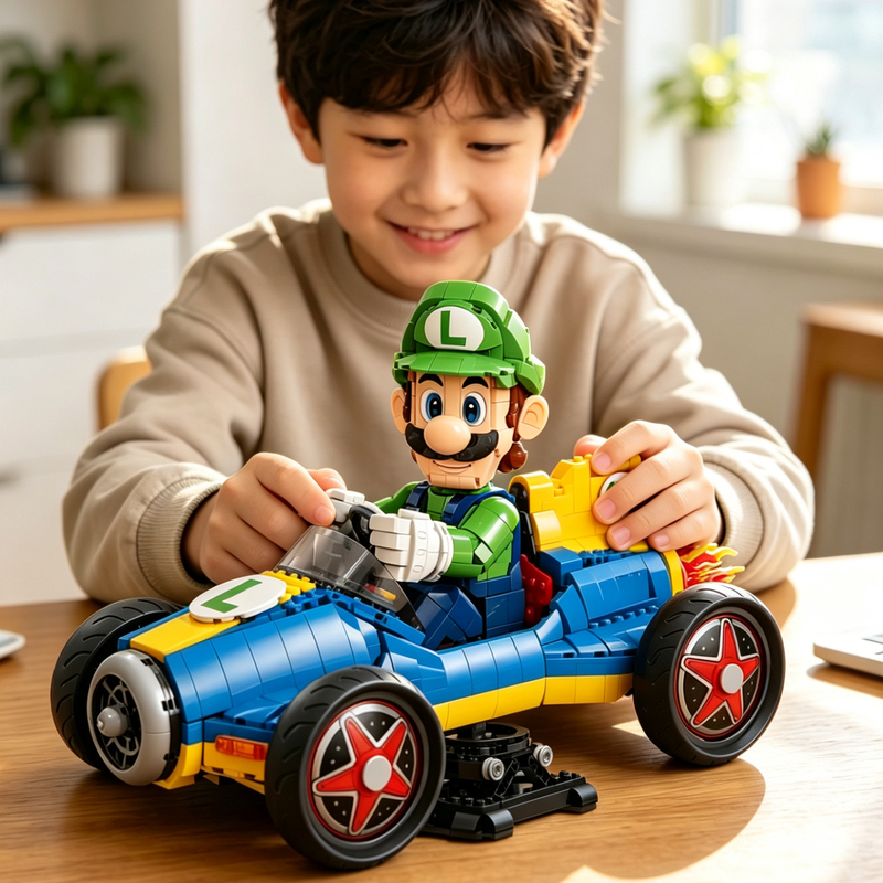 Super Mario Luigi Kart Building Blocks Boys' Educational 2026 New Toy 72050