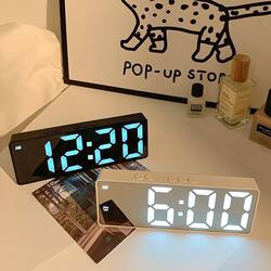 Luminous Mirror Clock Ins Desktop Clock Time Display Table Ornament Led Digital Display Electronic Alarm Clock