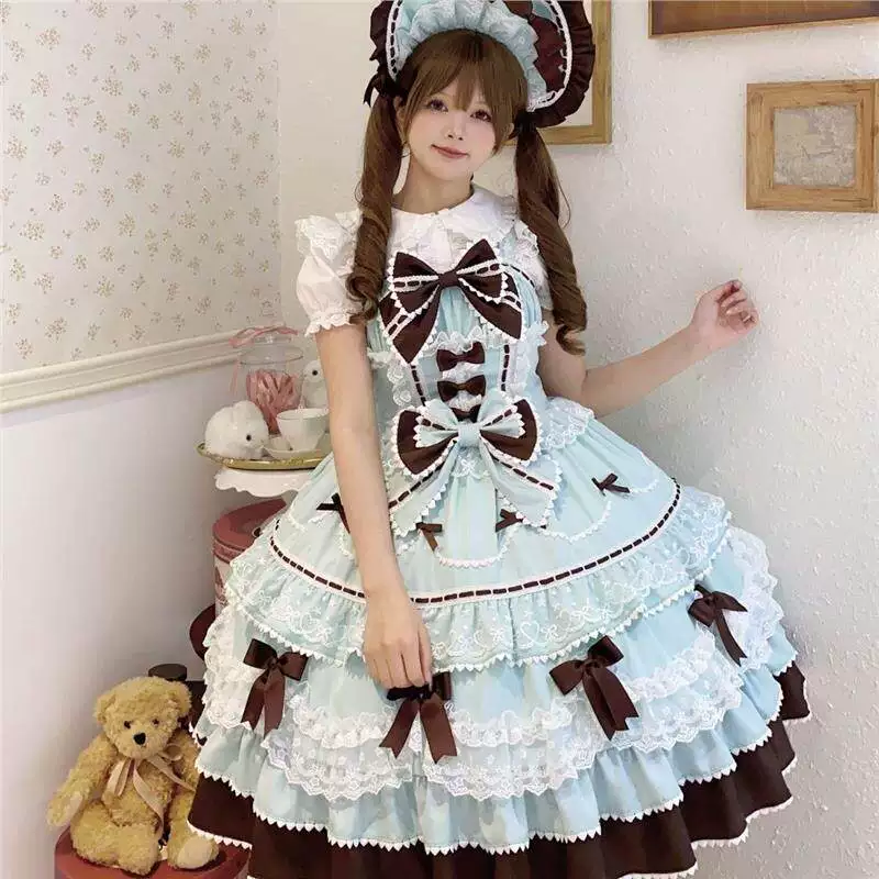 Фондантовое платье на лето с бантом, юбка, стиль Lolita, Lolita Jsk