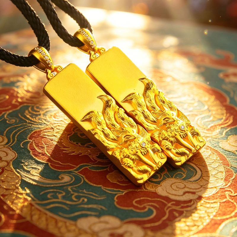 【Xiongjia Jewelry】Dazhuitian Agate Gold-Encrusted Two-Eye Six-Eye Design Necklace Three-Eye Pendant