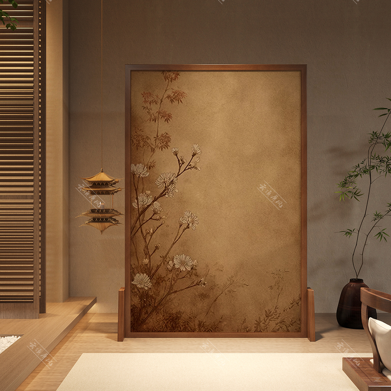 Song-Style Aesthetic Chinese Retro Daisy Screen Partition for Living Room, Bedroom, Tea Room, Decorative Movable Solid Wood Screen Song-Style Aesthetic Chinese Retro Daisy Screen Partition for Living Room, Bedroom, Tea Room, Decorative Movable Solid Wood Screen