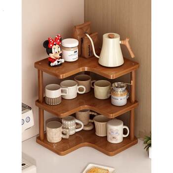 Desktop storage rack countertop corner cup storage rack tea cup coffee cup water cup tea set small cup holder on the table