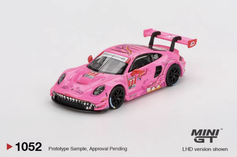 Minigt 1:64 Porsche 911Gt3 R No. 77 Pink Dinosaur 1052 Boxed Brand New in Stock Minigt 1:64 Porsche 911Gt3 R No. 77 Pink Dinosaur 1052 Boxed Brand New in Stock