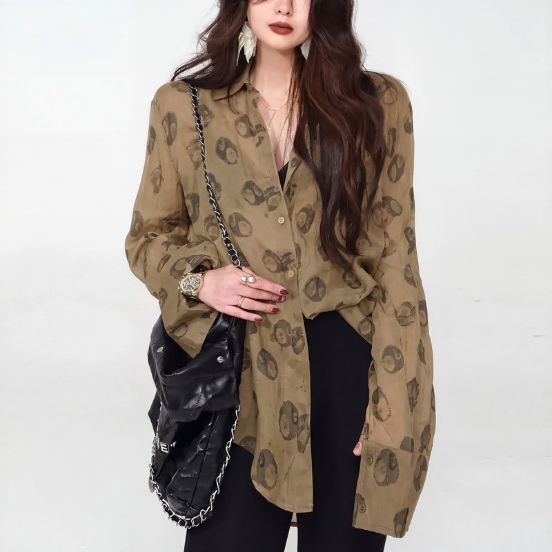 2026 Autumn New Old Money Style Printed Shirt Women's Long Sleeve Loose Casual Single Wear Atmospheric Elegant Top 2026 Autumn New Old Money Style Printed Shirt Women's Long Sleeve Loose Casual Single Wear Atmospheric Elegant Top