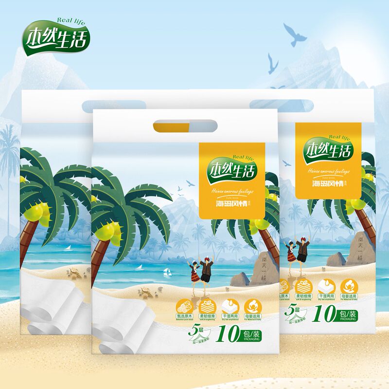 Benran Life Island Style Series Skin-Friendly 5-Ply Tissue Paper - 400 Sheets, 10 Packs * 3 Packs